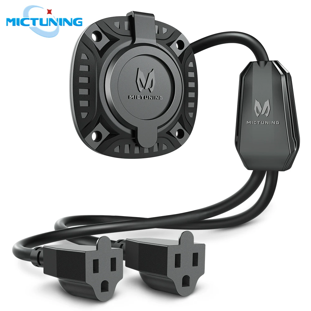 

MICTUNING 15Amp 250V RV AC Port Plug Power Inlet with 18" Integrated Extension Cord Y Style Splitter Cable & Water-resistant Cap