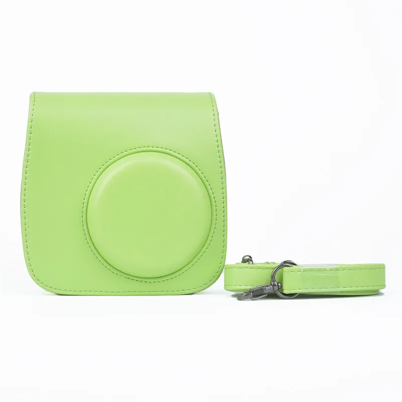 Green Для Fujifilm Instax Mini 8 camera Mini 8 Plus 9 чехол из искусственной кожи с плечевым ремнем прозрачный хрусталь, Твердый защитный чехол - Цвет: Green