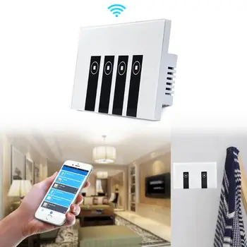 

WiFi Light Switch Timing Voice Smart Phone APP Remote Control Touch Plate Switch Y98E