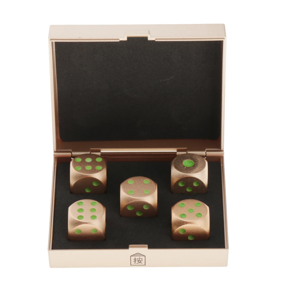 Golden 5-Pack/коробка D6 шесть сторон 16 мм светящиеся Pips кости для DND MTG PRG Wow настольные игры - Цвет: Golden