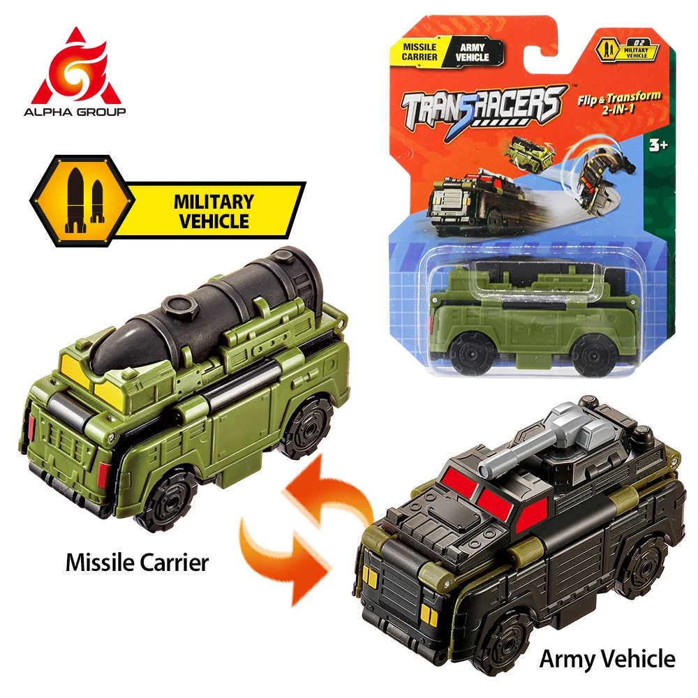 

Трансформирующие автомобили Transracers, 1 шт., 2 в 1, Военный мини-автомобиль, трансформирующийся в два вида, Карманный Автомобиль, детская игрушка...