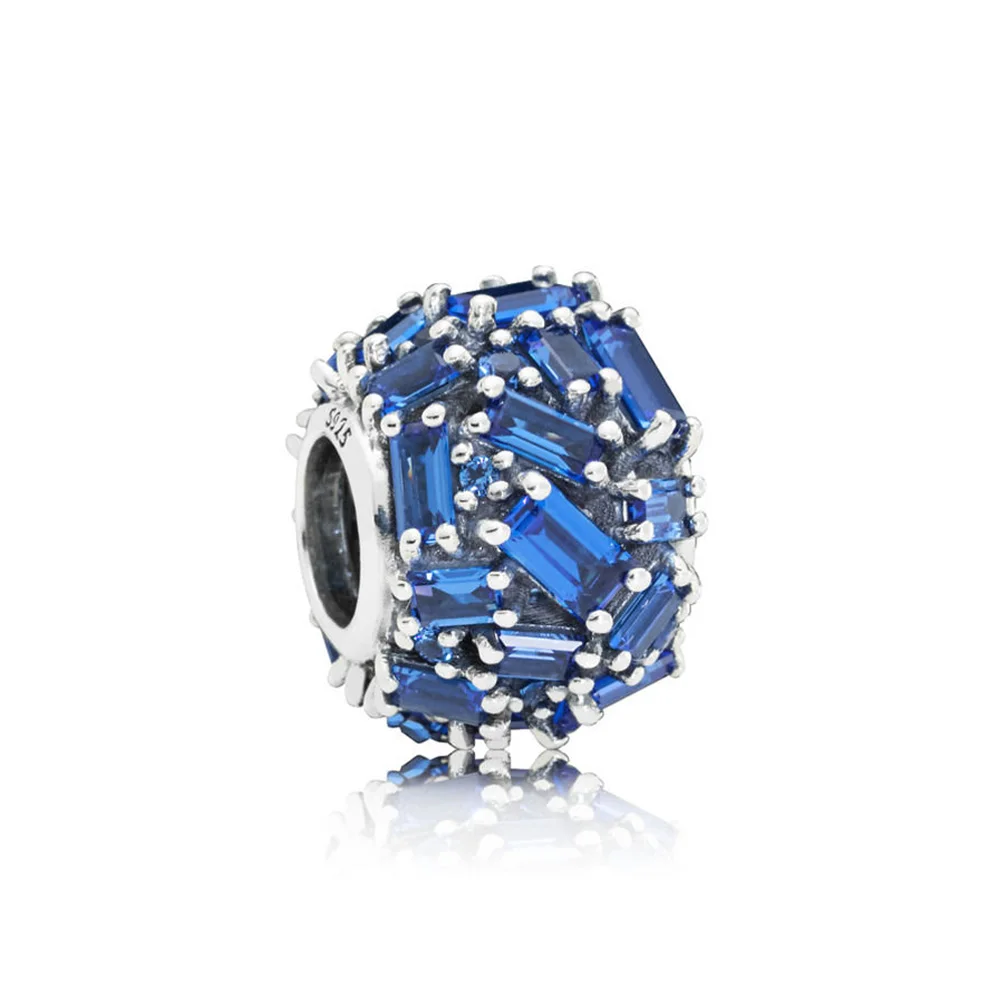 Стерлингового серебра 925 осколки сверкающего льда резьба ледниковое красивое кольцо серьга ожерелье браслет бусина-Подвеска Шарм - Color: Clear