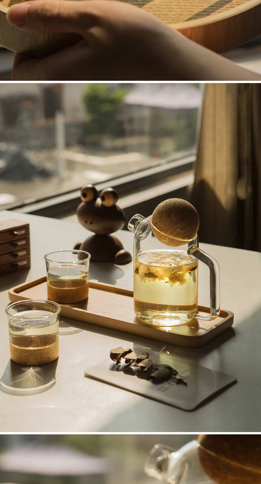 Glass Teapot Large Capacity Cold Water Kettle With Lid Water Bottle Cup Set Home Pitcher Kitchen Glass Fruit Juice Jug Drinkware