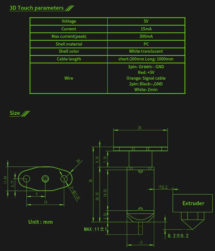 3D Touch Auto Leveling Sensor Auto Bed Leveling Sensor BLTouch For 3D Printers Improve Printing Precision