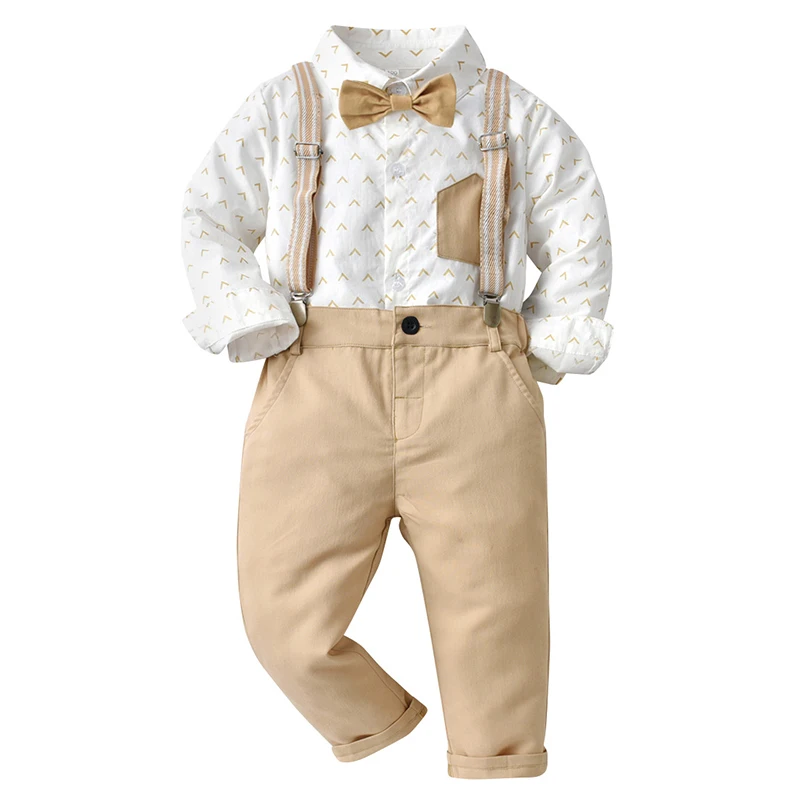 Baby Boy Clothing Set Dress Suit Gentleman Shirt With Bow Tie