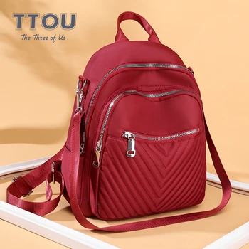 

TTOU Fashion Zipper Oxford Backpack Female Design Bags For Teenage Girls Waterproof Travel Classic Backpack Shoulder Bag New