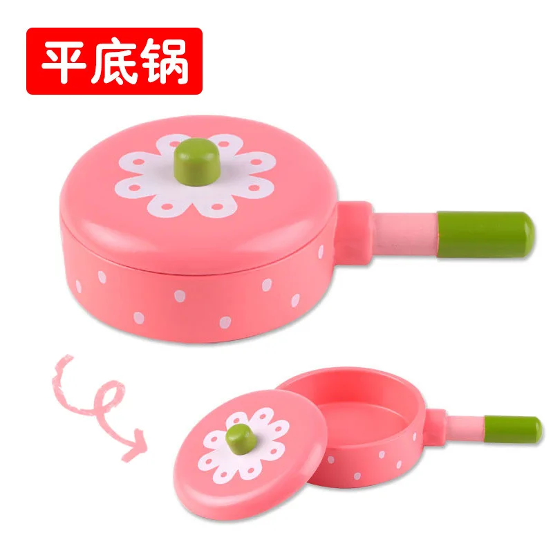 Toywoo деревянный игровой домик, кухонная игрушка, слайсер, кухонная игрушка, плоский горшок, вок, горячий горшок