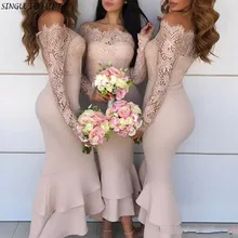 Элегантная одежда с длинным рукавом Vestido madrinha платье подружки невесты в стиле русалки; платье для свадебных платьев