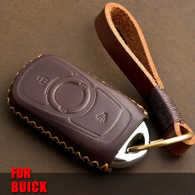 

Genuine Leather Car Auto Remote Car Key Shell Case Protector Cover for Buick Regal Excelle GL8 Royaum LaCrosse Park Avenue Chain