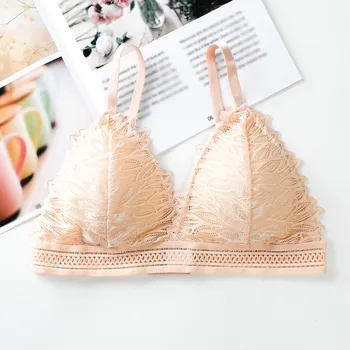 

Women's Triangle Cup Bralette Deep V Lace Bras Wireless Push Up Bra Thin Soft Underwear Sexy Lingerie