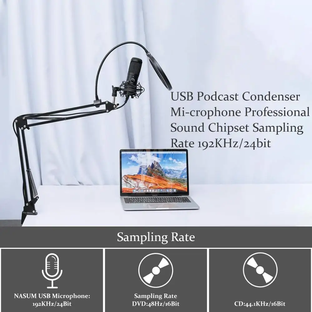 FELYBY MIC-90 USB микрофон в комплекте подключи и играй USB Компьютерный конденсаторный микрофон для ПК пой, YouTube, игр, записи