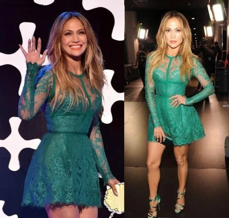 Green Celebrity Dresses A Line Short Mini Long Sleeves Lace Short Famous Formal Red Carpet Dresses Celebrity Inspired Dresses Aliexpress