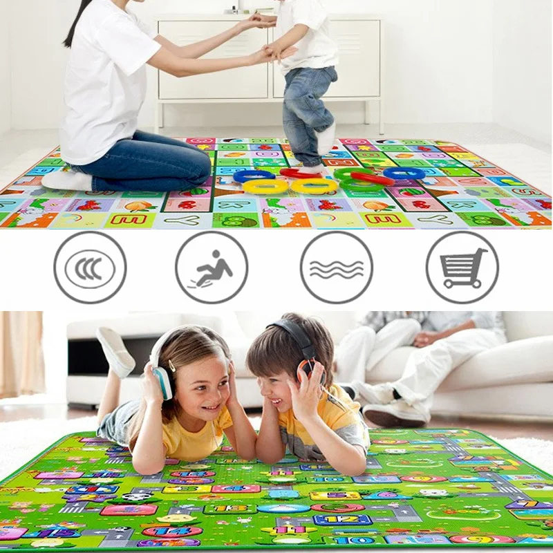 Baby Play Mat 0.5cm Thick Crawling Mat Double Surface Baby Carpet Rug Animal Car+Dinosaur Developing Mat for Children Game Pad