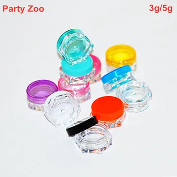 

1000 X 3g/5g Colorful Small Empty Cosmetic Refillable Hexagon Sample Jars Plastic Eyeshadow Face Cream Jar Pot Container Bottle