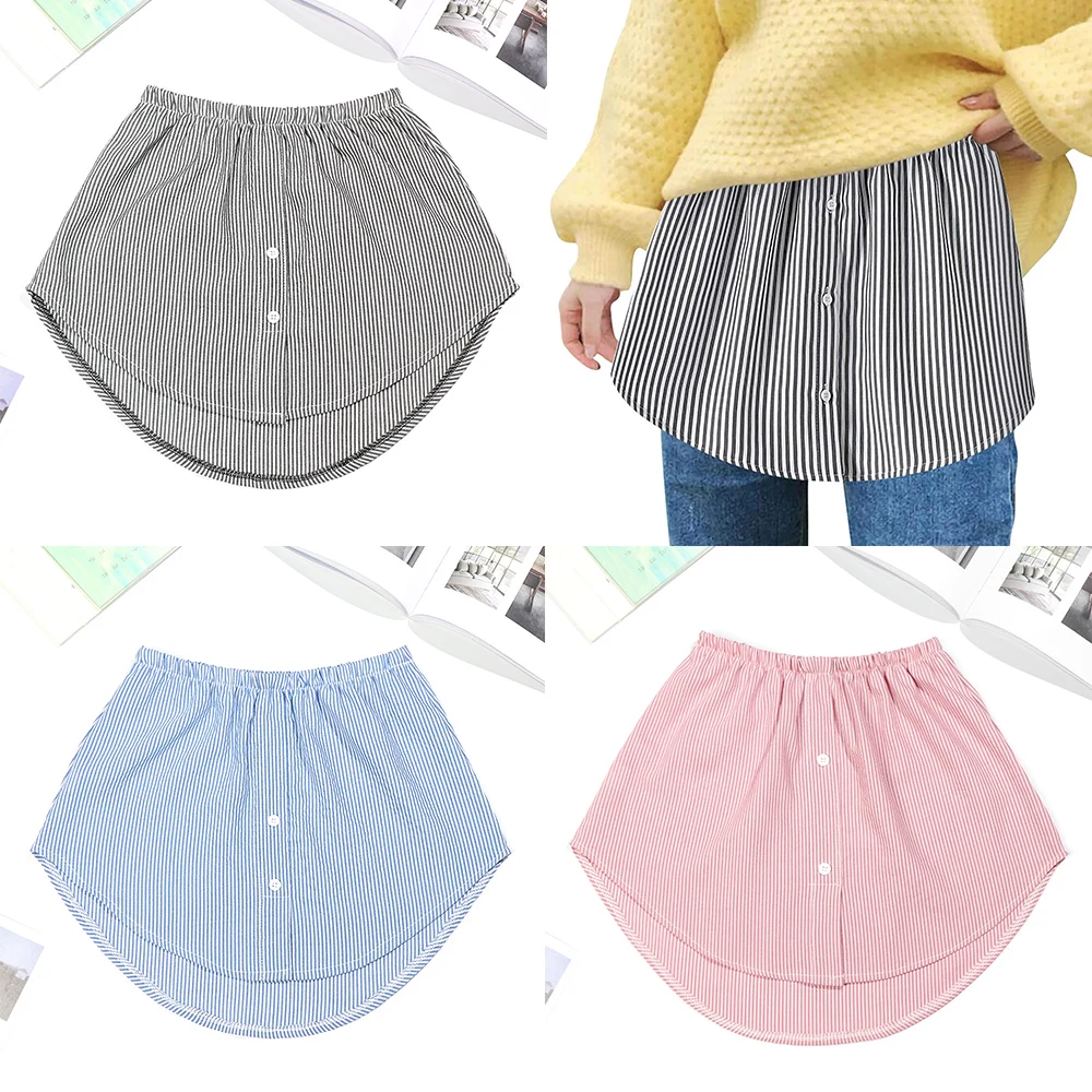 Top ajustable falso inferior, rayas de barrido, ropa de media longitud, versión dividida, dobladillo falso desmontable para Jersey de camisa, novedad