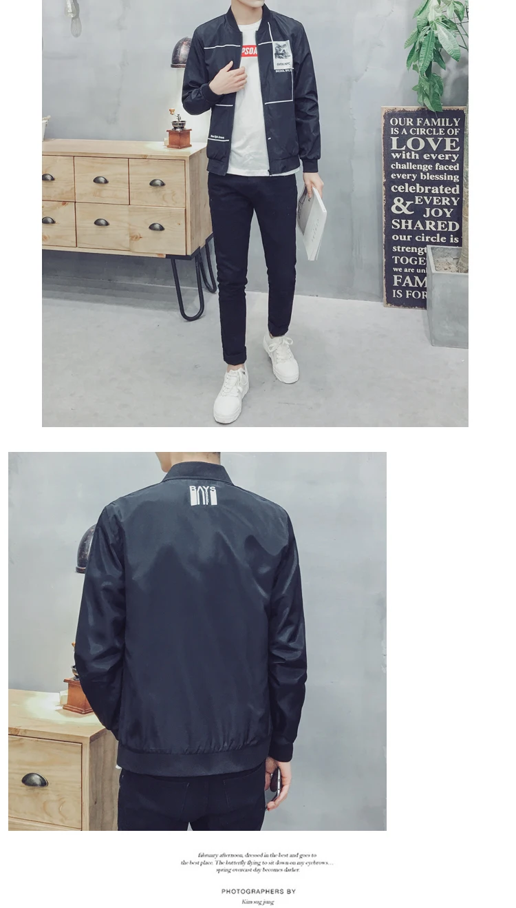 Гонконг стиль стиль молодых мужчин стенд воротник Slim Fit мужчин корейский стиль весенняя одежда куртка повседневная Молодежная популярность Co