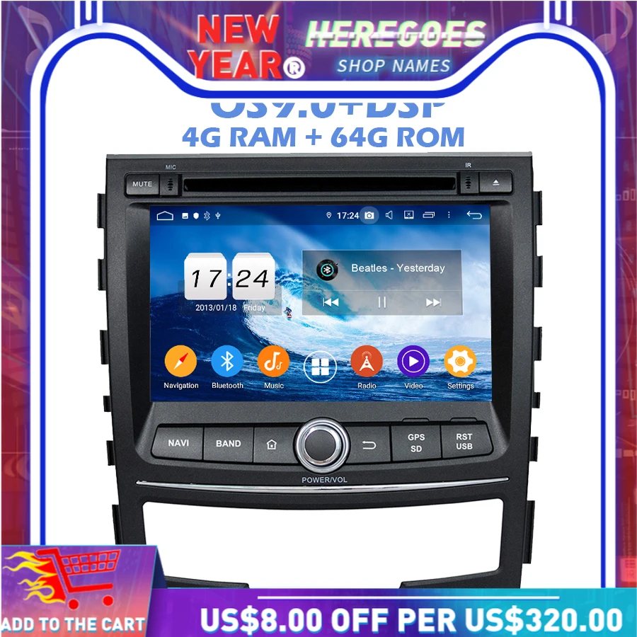 DSP Android 9 0 4 Гб + 64 ГБ 8 ядерный автомобильный dvd плеер gps карта RDS радио wifi Bluetooth 2 для