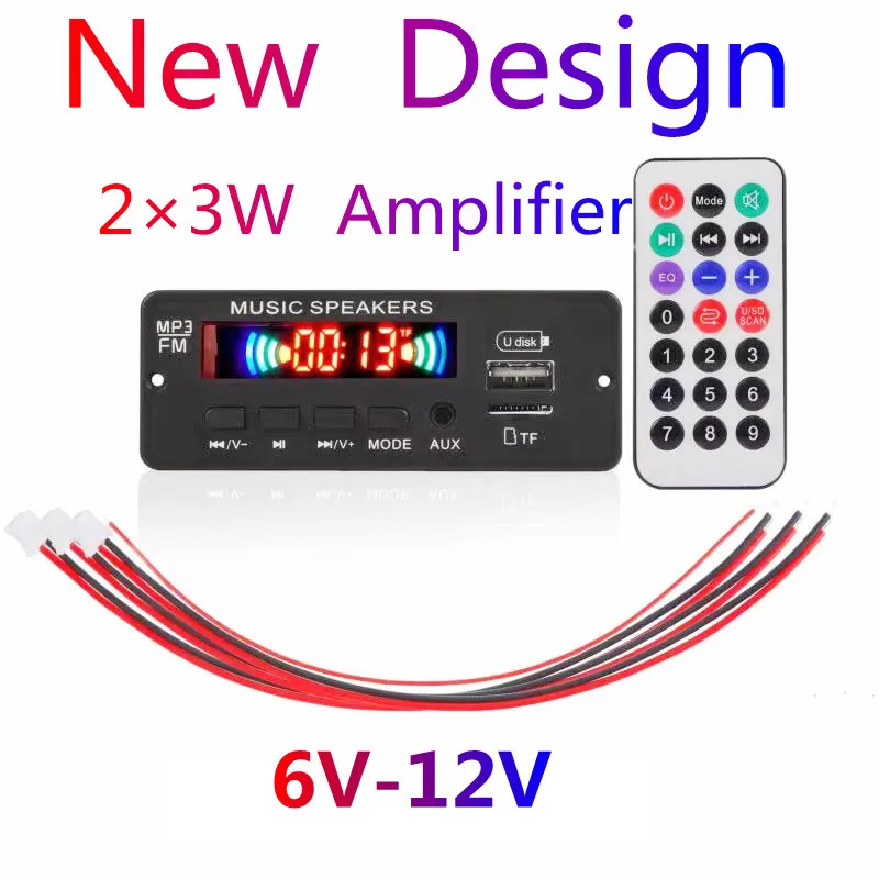 50W 12v MP3 Decoder Board 6V-12V Bluetooth5.0 Car Audio USB TF FM Radio Module For Car Audio Music Speaker 