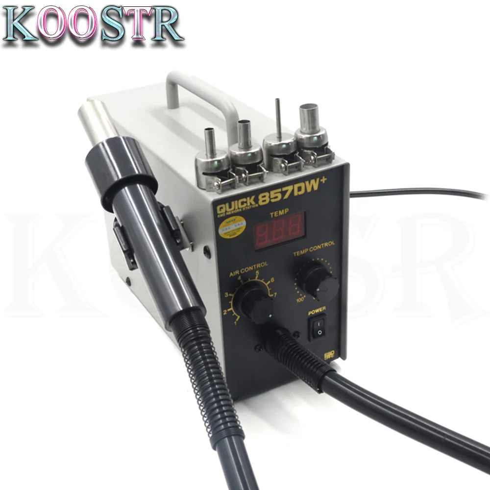 Паяльные станции EU PLUG QUICK 857Dw+ регулируемая тепловая пушка горячего воздуха спиральная ветровая 580 Вт SMD паяльная станция