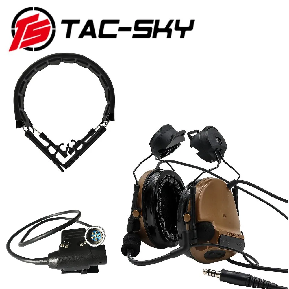 TAC-SKY Tactical  COMTAC III helmet holder silicone headset+PRC PTT 6-pin U94 PTT with tactical headset replacement headband CB