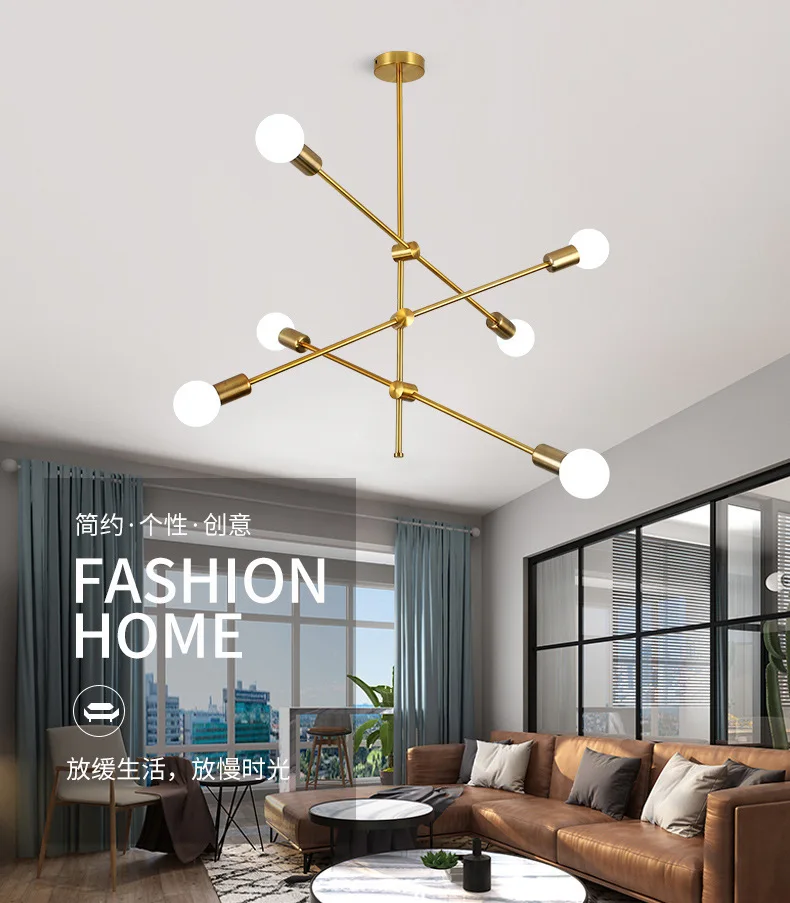 

For after Northern European-Style American-Style Minimalist Restaurant Light Living Room Bedroom Library LED Beanstalk Iron Art
