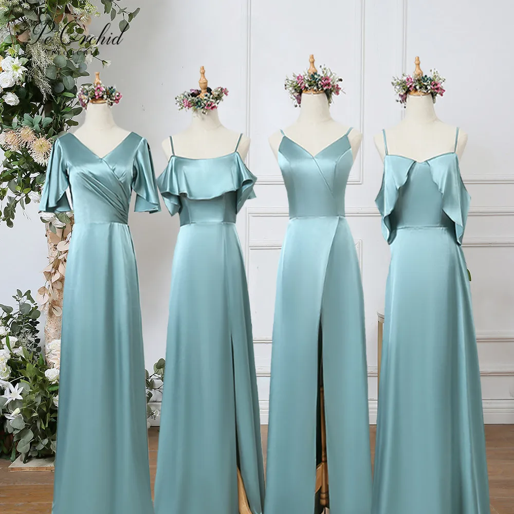 

PEORCHID 4 Styles Blue Bridesmaid Dresses Simple Abiti Damigella Donna Custom Made Maid Of Honor Dress For Wedding Party Gowns