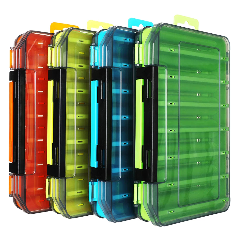 Double Sided Fishing Box 12 Compartments Waterproof Bait Lure Hook Storage Organizer Case Container Carp Fish Tackle Accessories