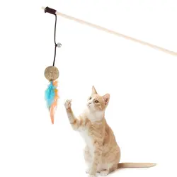 Pet Cat Catnip шариковая мышь в форме прорезывателя деревянная палочка с колокольчиком Кошка Интерактивная удочка для рыбной ловли кошка