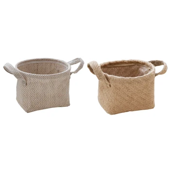 

Woven Cloth Flower Pot Cotton and Linen Blended Desktop Storage Box Toy Debris Storage Bag Laundry Basket