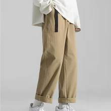 

Overalls Men Straight Wide Leg Pants Spring And Autumn Loose Casual Long Pants Pockets Sweatpants Male Clothing Trousers