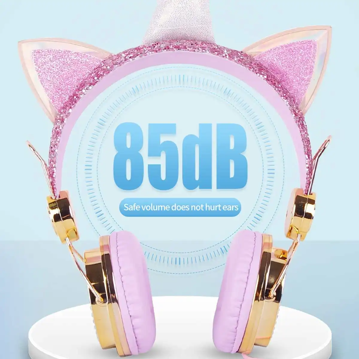 KINCO Cartoon Unicorn Wired Headphone Girls Daughter Music Stereo Earphone Computer Phone Headset Kids Gift Cute Unicorn WithMic