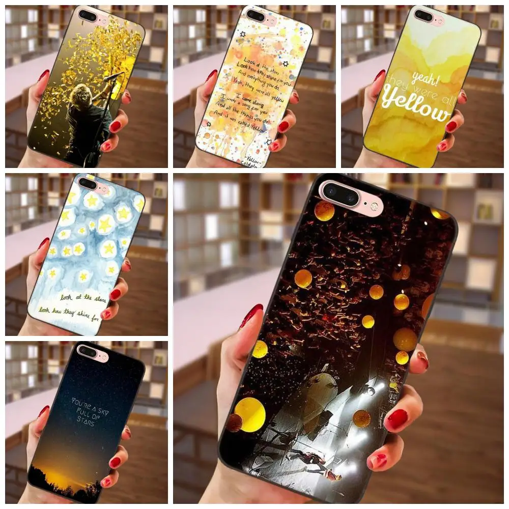 Персональный чехол для телефона черный ТПУ персональный Coldplay желтый Apple iPhone 4 4S 5 5S