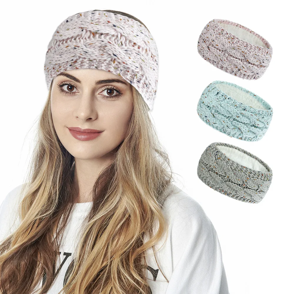 

Headband Wrap Cable Warm Lined Head Winter Fuzzy Ear Warmers Women