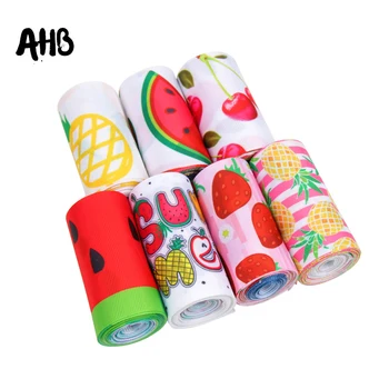 

AHB 2 Yards 75mm Grosgrain Fabric Ribbon Flamingo Fruit Print Ribbon Hair Bow Crafts Wrapping Home Decoration Handmade Materials