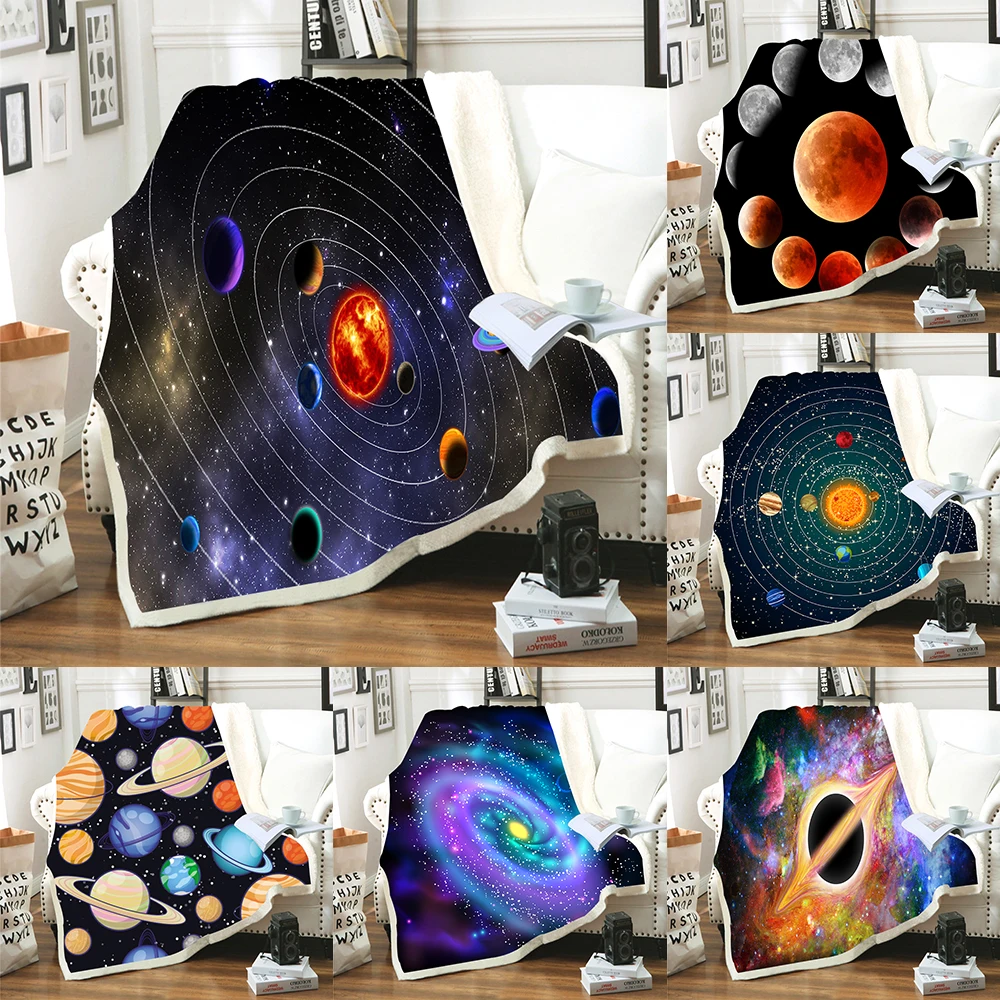 Домашний текстиль 3d Рисунок планеты детское теплое флисовое покрывало для