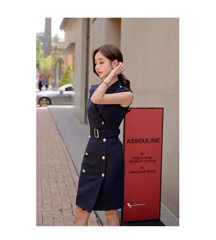 فستان قصير رسمي اسود بحزام