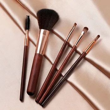 

2020 New Makeup Brush Set 5 Makeup Brush Wooden Handle Brown Beginner Loose Powder Mixed Beauty Tool Set