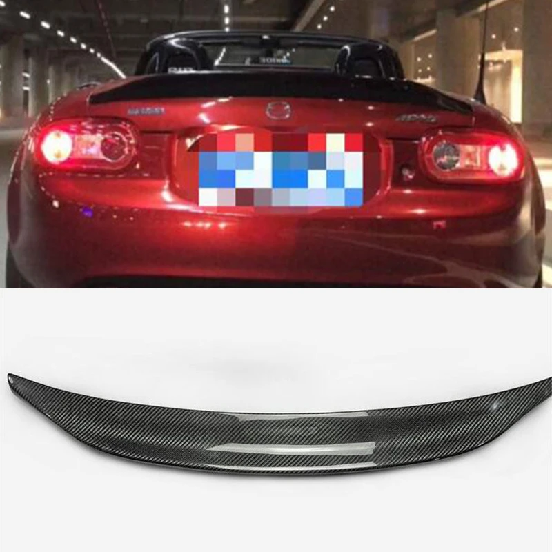 

FOR Real Carbon Fiber Accessories Spoiler Mazda MX-5 NC Roadster Coupe Car Trunk Rear Lip Black Wing Tail Refit MX5 2005-2014