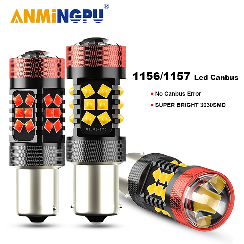 

ANMINGPU 2x Signal Lamp P21W Led 1156 Bulb Ba15s Py21w Bau15s 3030SMD 1157 Led Bay15d P21/5w DRL Backup Turn Signal Lights 12V