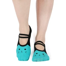 Новинка, женские носки для йоги, милые женские носки с кошачьими ушками, нескользящие носки для пилатеса, носки для фитнеса, Нескользящие, яркие, с липким рисунком