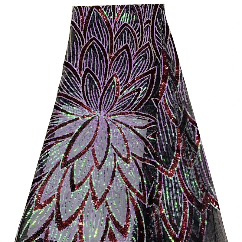 Новое поступление африканская кружевная ткань красивый цветок блестки узор Высокое качество Тюль французская кружевная ткань для вечернего платья