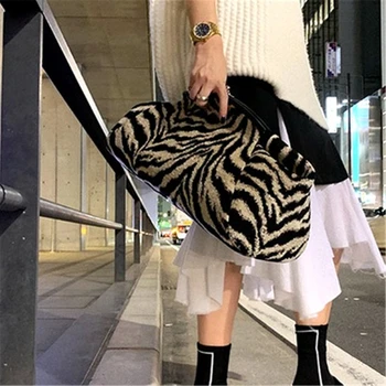 

New handbag Web celebrity king same style zebra-print female bag stylish dark dark clip women's bag