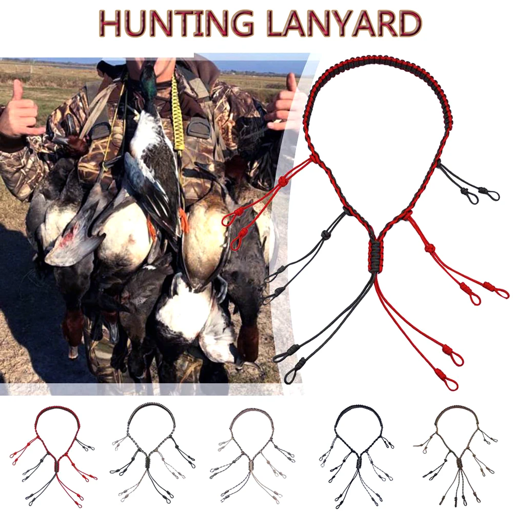 Hunting Duck Call Lanyard Cord Hunter Game Call Lanyard Hunting Decoy Rope with 12 Adjustable Loops Wild Bird Whistle Sling