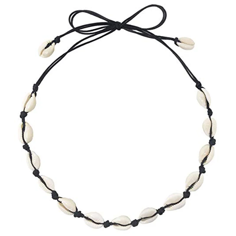 

Bright Moon Women's Natural Shell Choker Necklace, Handmade Cowrie Shell Boho Beach Jewelry