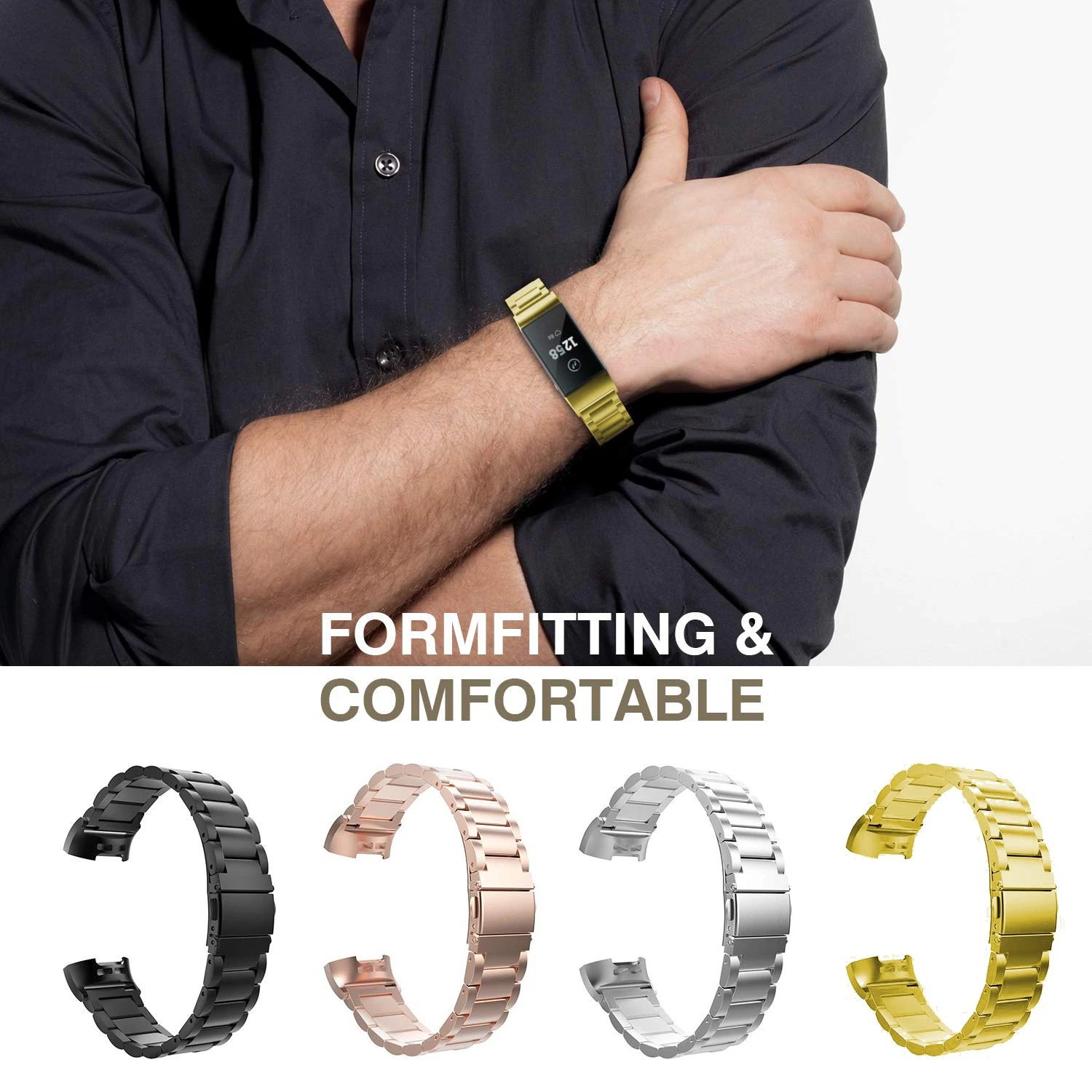 Металлический ремешок из нержавеющей стали для Fitbit Charge3 сменный Wirst Fit Bit Charge 2