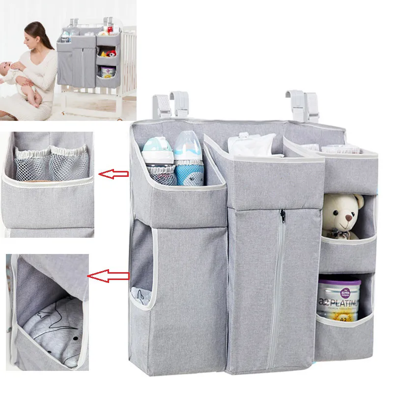 Organisateur De Lit De Bebe Pliable Suspendu Multifonctionnel Organisateur De Sac De Rangement Pour Soins Infirmiers Porte Couche Empileur Portable Double Couche Aliexpress Mere Et Enfant