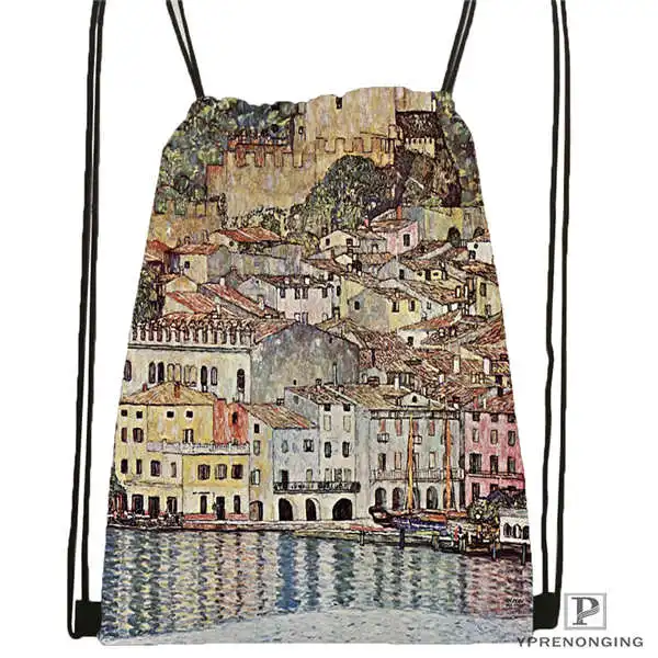 Drawstring Backpack Custom Gustav_Klimt@ 4 походная сумка на шнурке милый рюкзак для детей(черная спинка) 31x40 см#20180611-02-98 - Цвет: Drawstring Backpack