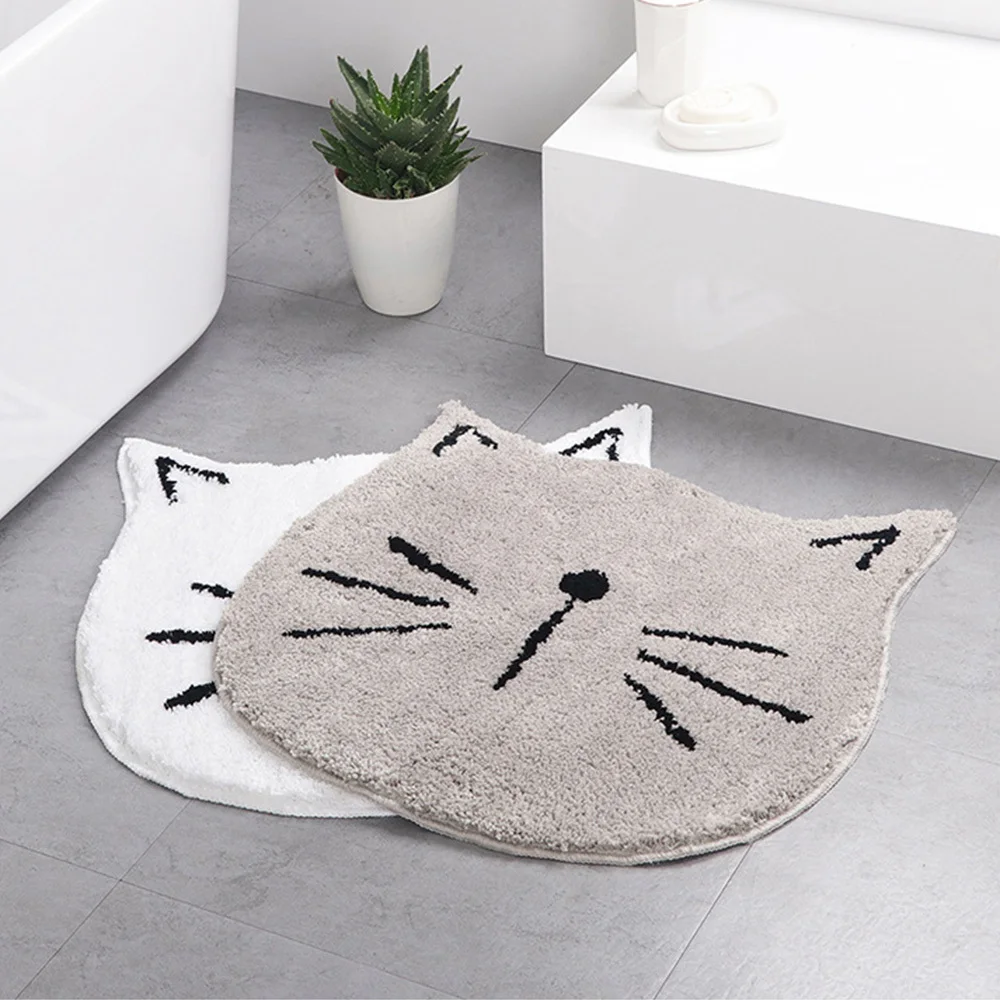 

Cute Skin Gray Entrance Mat Cat Shape Floor Mat Anti-slip Floor Kitchen Carpet Toilet Tapete Water Absorption Rug Porch Doormat