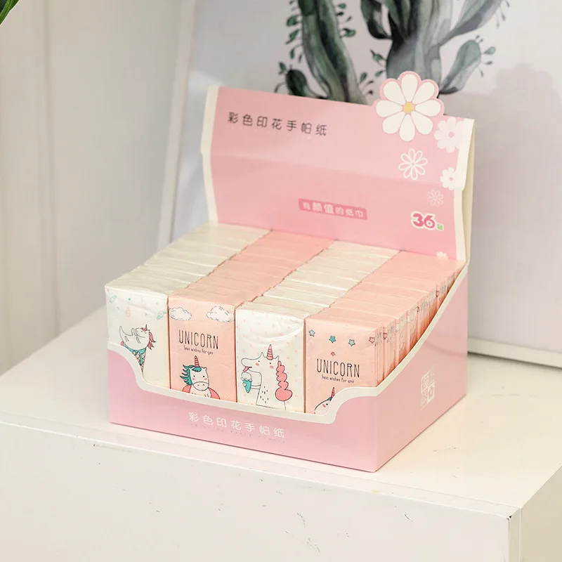 

Paper Tim Spent New Style Creative Cute Handkerchief Paper Creative Unicorn Pattern 36 Bag Gift Box Printed Unscented Paper Towe