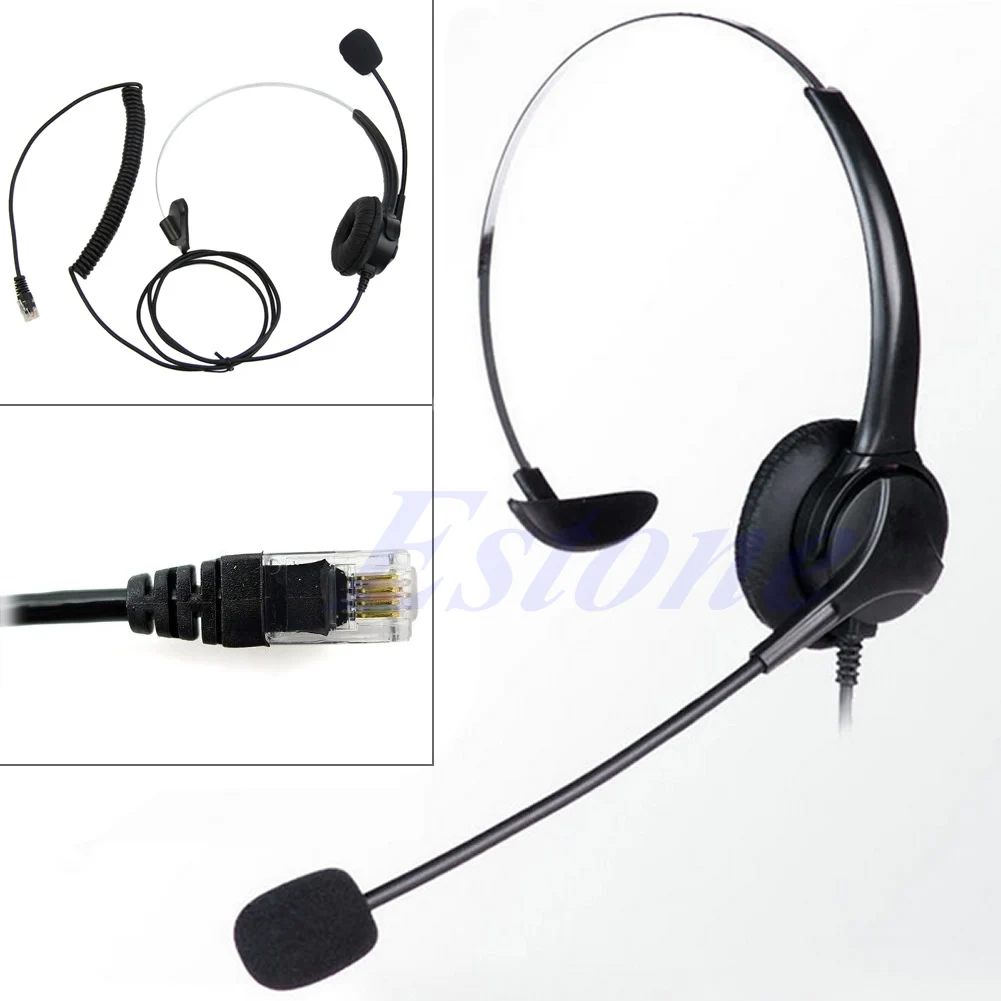 4 Pin RJ11 Monaural Corded Operator Call Center Telephone Headset Headphone BK 19QA